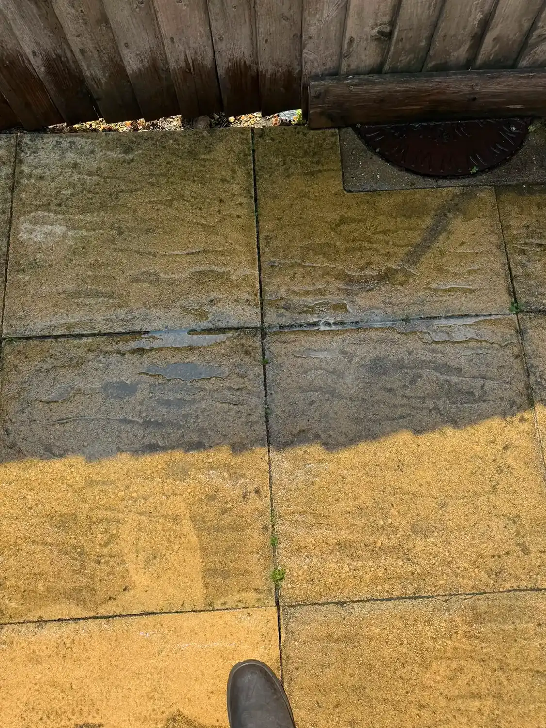 Patio being cleaned.
